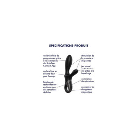 Vibromasseur rabbit noir USB, chauffant et connecté Heat Climax+  Satisfyer 